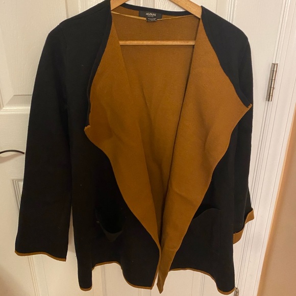 Alfani Womens Colorblocked Open-Front Cardigan Black - Picture 1 of 4